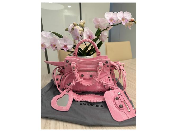 Le Cagole Balenciaga Neo Cagole XS Borsa in Denim Rosa - vista 2