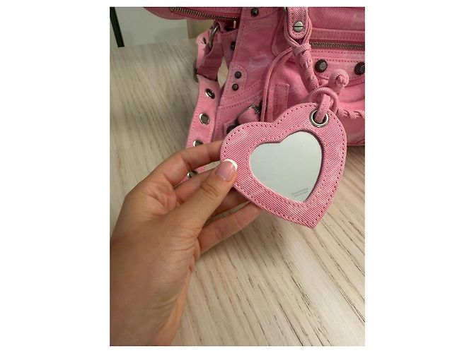 Le Cagole Balenciaga Neo Cagole XS Borsa in Denim Rosa - vista 3