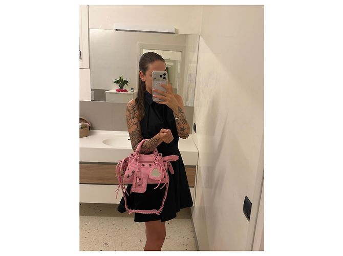 Le Cagole Balenciaga Neo Cagole XS Borsa in Denim Rosa - vista 5