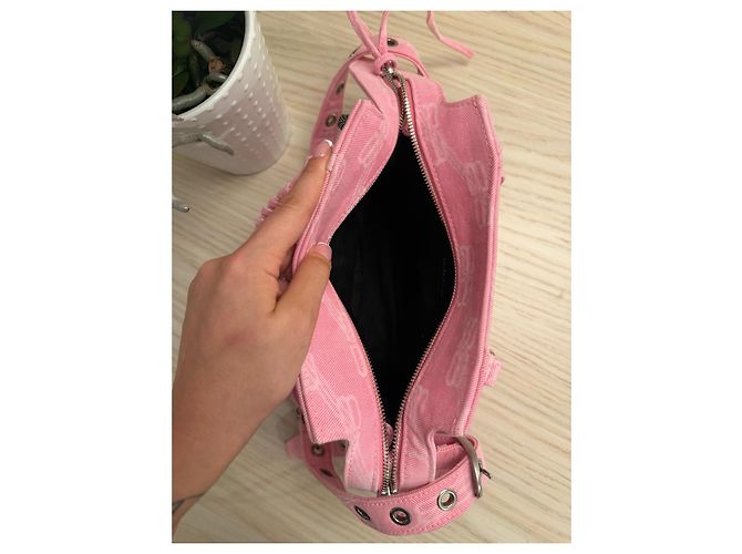Le Cagole Balenciaga Neo Cagole XS Borsa in Denim Rosa - vista 8