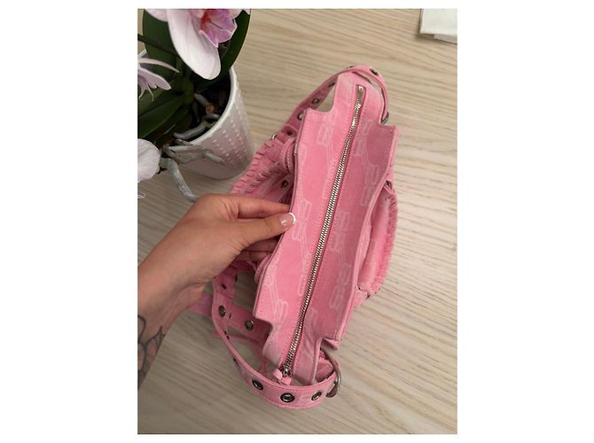 Le Cagole Balenciaga Neo Cagole XS Borsa in Denim Rosa - vista 9