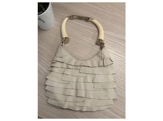 Yves Saint Laurent Rive Gauche Borsa in Pelle Beige - vista 4