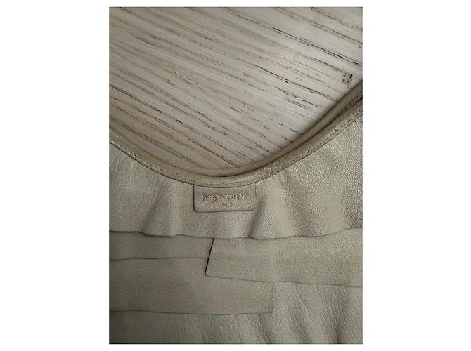 Yves Saint Laurent Rive Gauche Borsa in Pelle Beige - vista 5