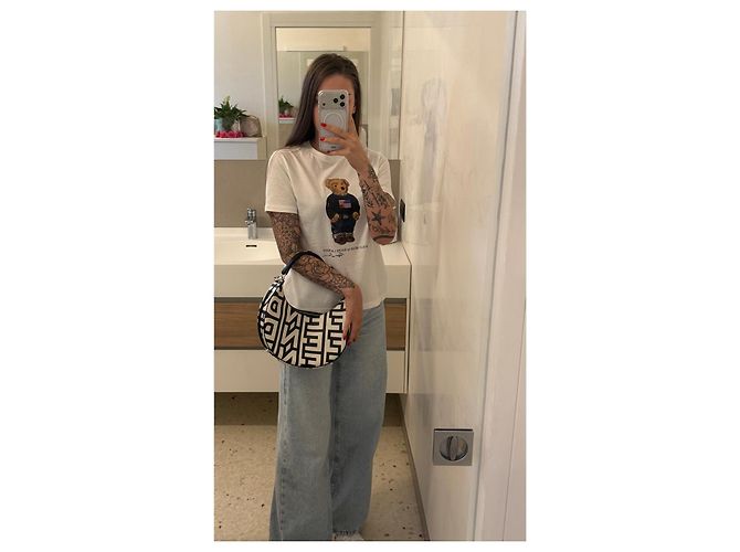 Fendi Borsa Fendigraphy Roma Monogram Nero Bianco - vista 12