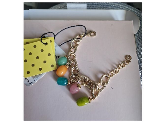 Bracciale a catena Luisa Spagnoli in metallo dorato con charm Multicolore D'oro - vista 2