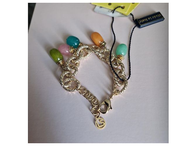 Bracciale a catena Luisa Spagnoli in metallo dorato con charm Multicolore D'oro - vista 3