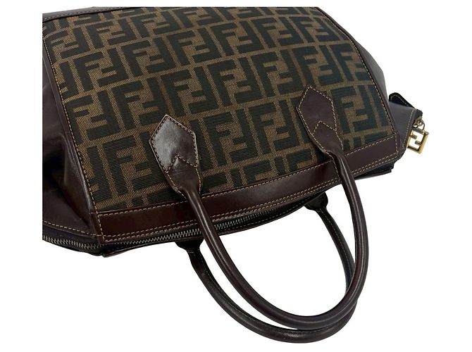 Fendi Vintage Zucca FF Logo Pattern Schultertasche Braun - Ansicht 4