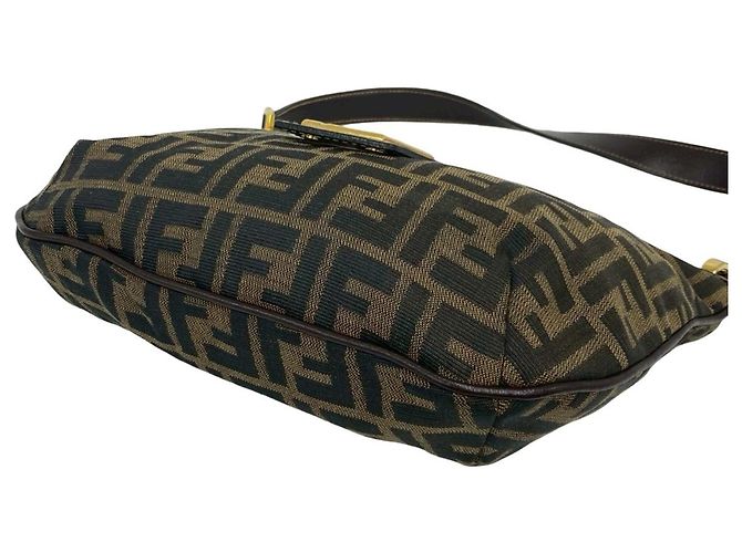 FENDI Vintage FF Logo Hardware Zucca Pattern Schultertasche Braun Schwarz - Ansicht 8