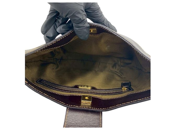 FENDI Vintage FF Logo Hardware Zucca Pattern Schultertasche Braun Schwarz - Ansicht 9