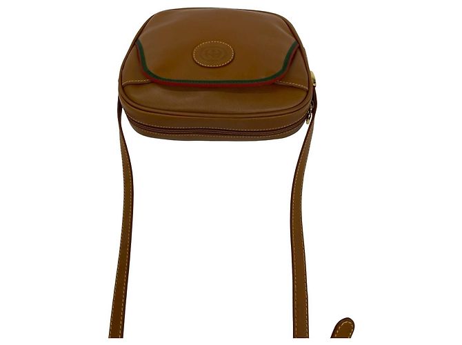 Mini borsa a tracolla in pelle Gucci Old Sherry Line GG Logo Marrone Rosso Verde - vista 4