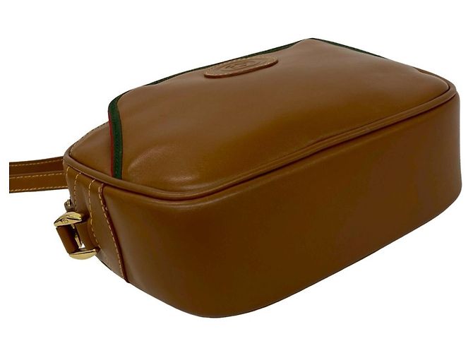 Mini borsa a tracolla in pelle Gucci Old Sherry Line GG Logo Marrone Rosso Verde - vista 7