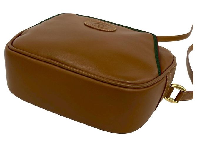 Mini borsa a tracolla in pelle Gucci Old Sherry Line GG Logo Marrone Rosso Verde - vista 8