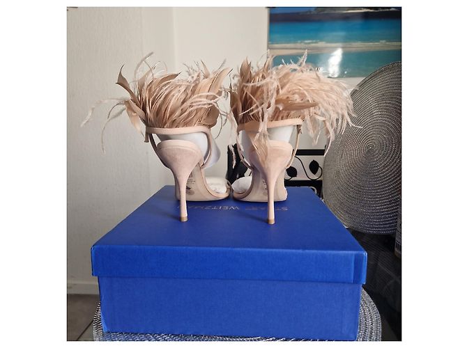 Stuart Weitzman Plume Sandali scamosciati rosa Beige - vista 4