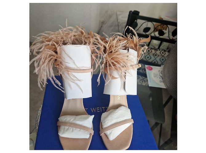 Stuart Weitzman Plume Sandali scamosciati rosa Beige - vista 6