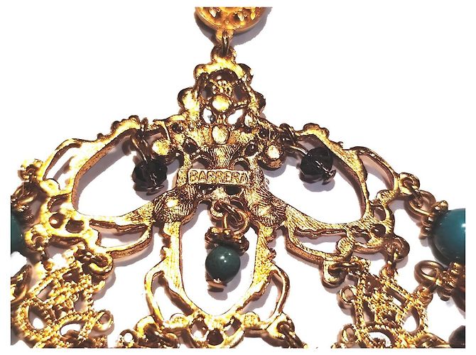 Autre Marque Barrera Orecchini a Lampadario Filigrana Dorata e Turchese D'oro - vista 4