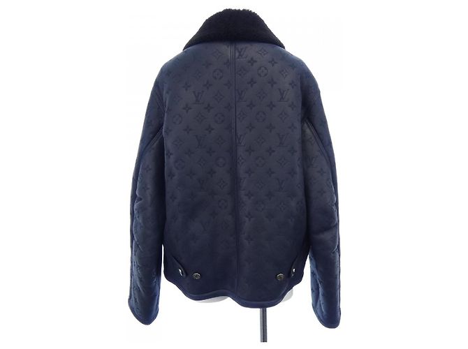 Giacca in shearling Louis Vuitton LVSE Monogram Nero Blu navy - vista 2