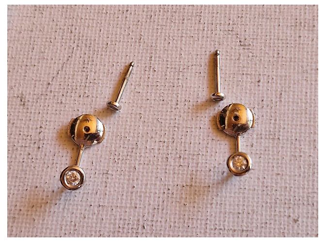 Autre Marque Guérin 18K Gold and Diamond Stud Earrings Silvery - view 2