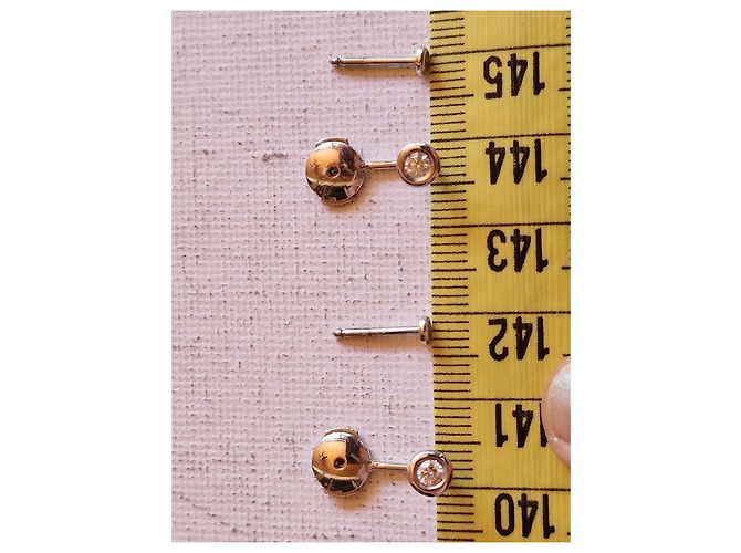 Autre Marque Guérin 18K Gold and Diamond Stud Earrings Silvery - view 3