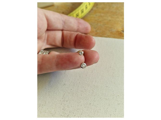 Autre Marque Guérin 18K Gold and Diamond Stud Earrings Silvery - view 6