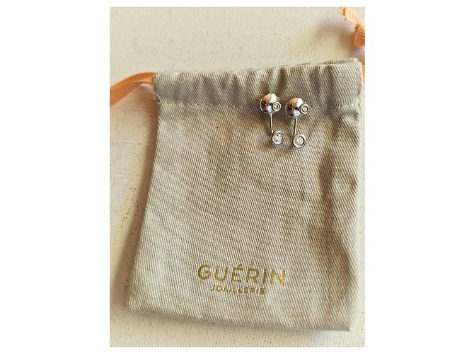 Autre Marque Guérin 18K Gold and Diamond Stud Earrings Silvery - view 7