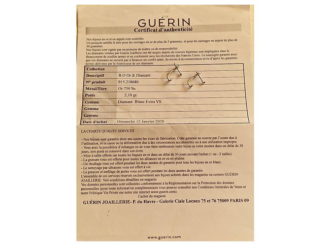Autre Marque Guérin 18K Gold and Diamond Stud Earrings Silvery - view 8