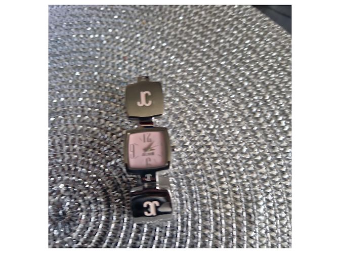 Just Cavalli Juicy Couture silberfarbene Metalluhr mit rosa quadratischen Gliedern - Ansicht 2