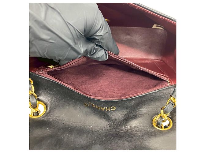 CHANEL Diana Coco Mark Borsa a tracolla in agnello con catena Nero - vista 10