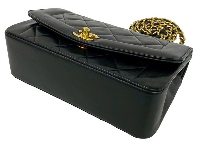 CHANEL Diana Coco Mark Borsa a tracolla in agnello con catena Nero - vista 8