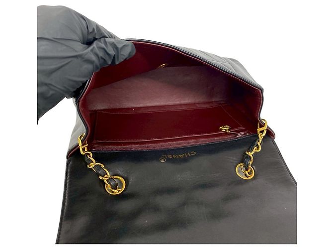 CHANEL Diana Coco Mark Borsa a tracolla in agnello con catena Nero - vista 9