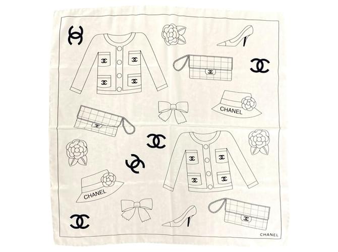 Chanel Logo Seidenschal Weiß - Ansicht 2