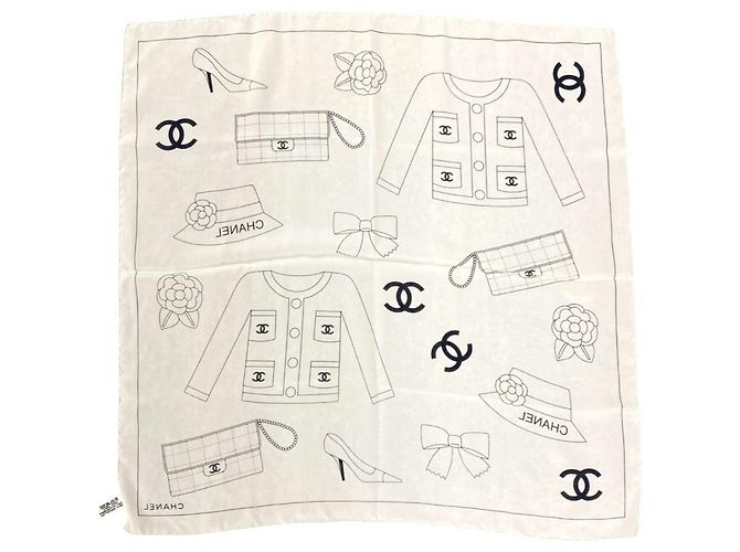 Chanel Logo Seidenschal Weiß - Ansicht 3