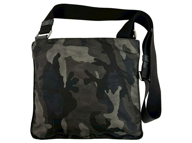 Saffiano Bolsa de ombro Prada preta e cáqui Preto Caqui - vista 3