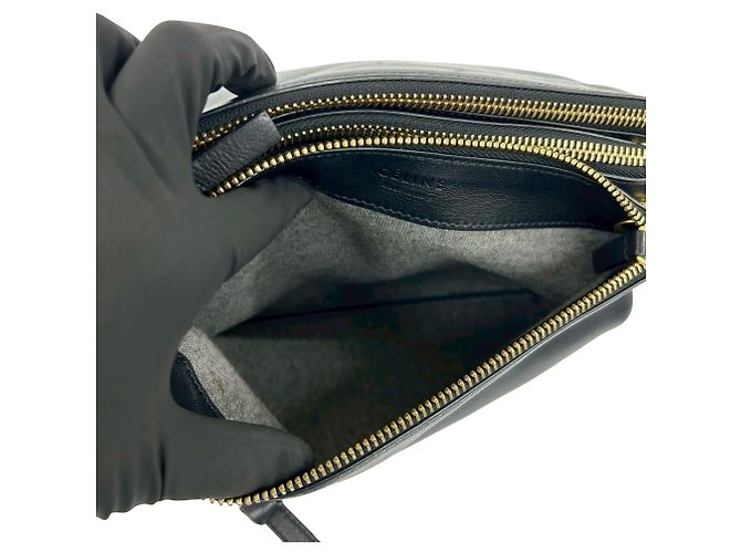 Céline Mini borsa a tracolla Trio Logo in pelle Celine Nero - vista 10