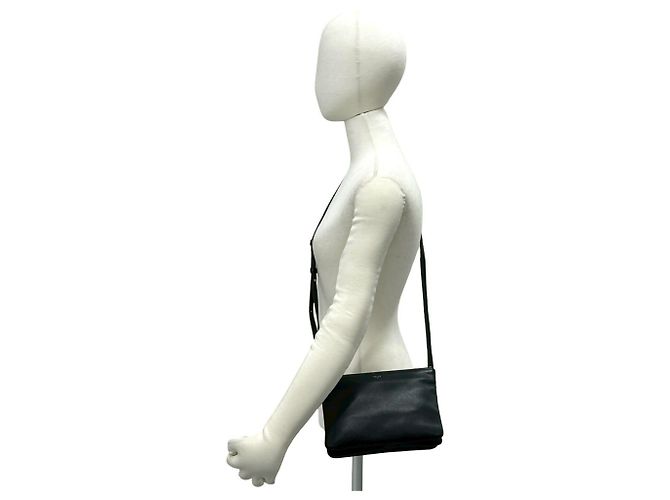 Céline Mini borsa a tracolla Trio Logo in pelle Celine Nero - vista 2