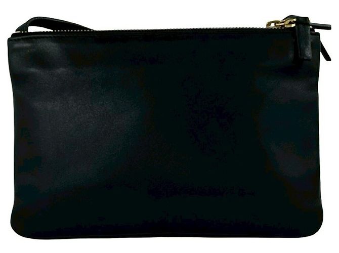 Céline Mini borsa a tracolla Trio Logo in pelle Celine Nero - vista 3