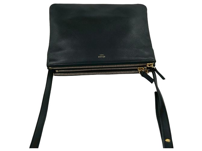 Céline Mini borsa a tracolla Trio Logo in pelle Celine Nero - vista 4