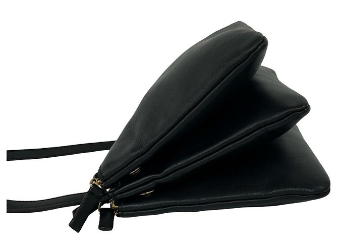 Céline Mini borsa a tracolla Trio Logo in pelle Celine Nero - vista 5