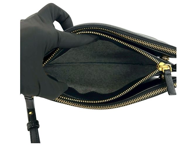 Céline Mini borsa a tracolla Trio Logo in pelle Celine Nero - vista 9