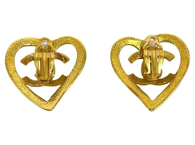 Orecchini a clip Chanel Vintage Coco Mark Motif Cuore D'oro - vista 6