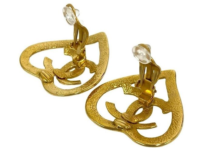 Orecchini a clip Chanel Vintage Coco Mark Motif Cuore D'oro - vista 7