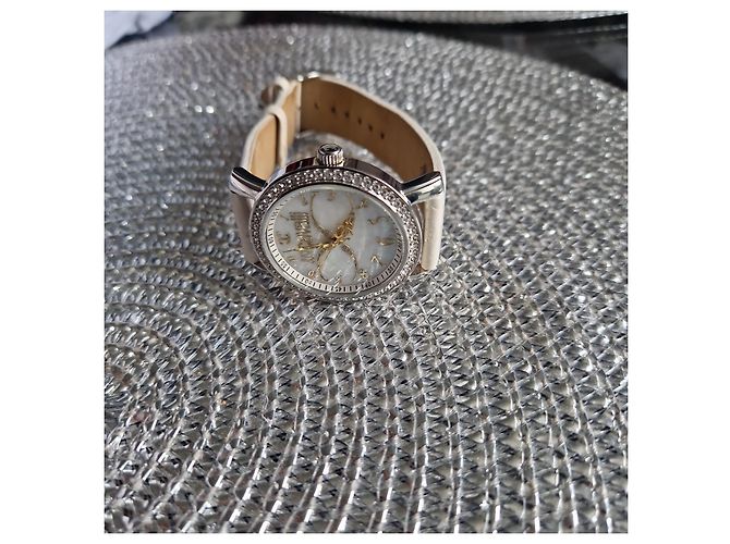 Relógio Just Cavalli pulseira couro branco Prata - vista 2