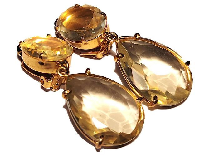 Autre Marque Bounkit Goldoptik Citrin Ohrringe Golden - Ansicht 2