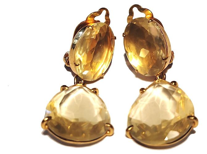 Autre Marque Bounkit Goldoptik Citrin Ohrringe Golden - Ansicht 3