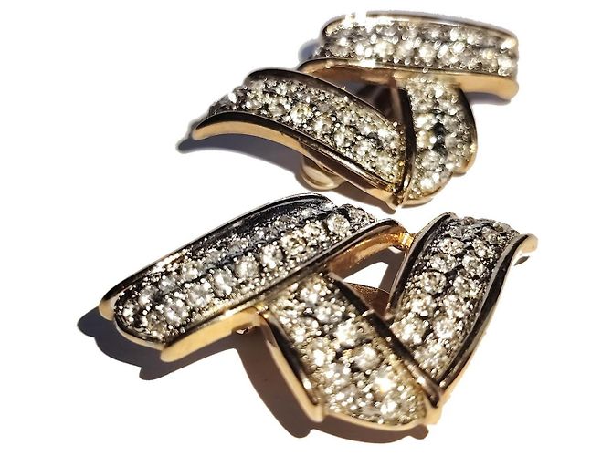 Kenneth Jay Lane Orecchini Kenneth Lane Volute Strass Tono Oro D'oro - vista 3