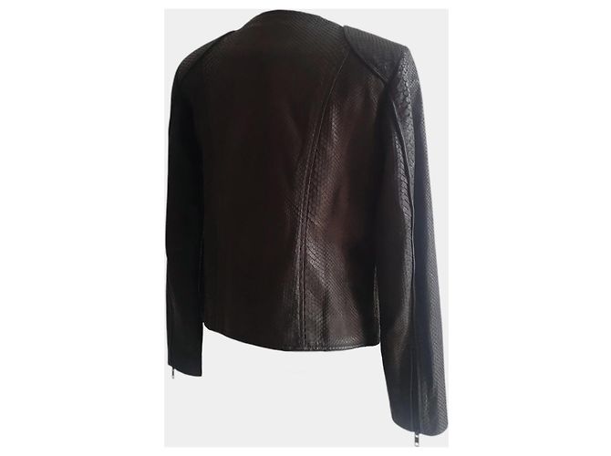 Autre Marque Karma Koma Damen Python-Lederjacke Biker Schwarz - Ansicht 4