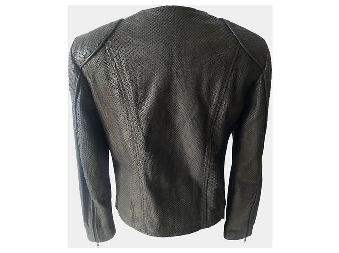 Autre Marque Karma Koma Damen Python-Lederjacke Biker Schwarz - Ansicht 6