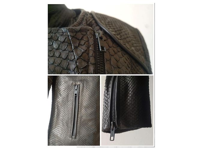 Autre Marque Karma Koma Damen Python-Lederjacke Biker Schwarz - Ansicht 7