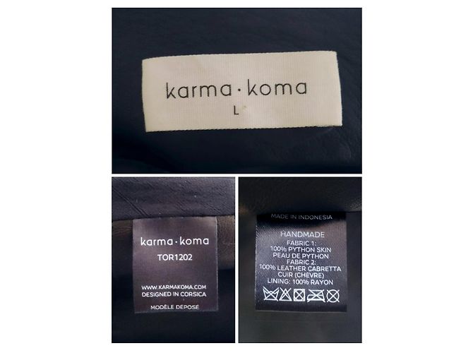 Autre Marque Karma Koma Damen Python-Lederjacke Biker Schwarz - Ansicht 8