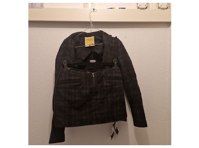 Autre Marque Completo C'N'C Costume National Giacca e Gonna in Lana a Quadri Grigio - vista 14