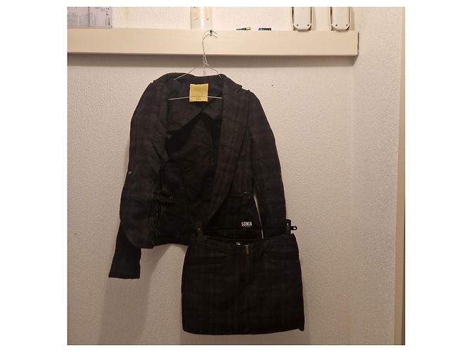 Autre Marque Completo C'N'C Costume National Giacca e Gonna in Lana a Quadri Grigio - vista 2